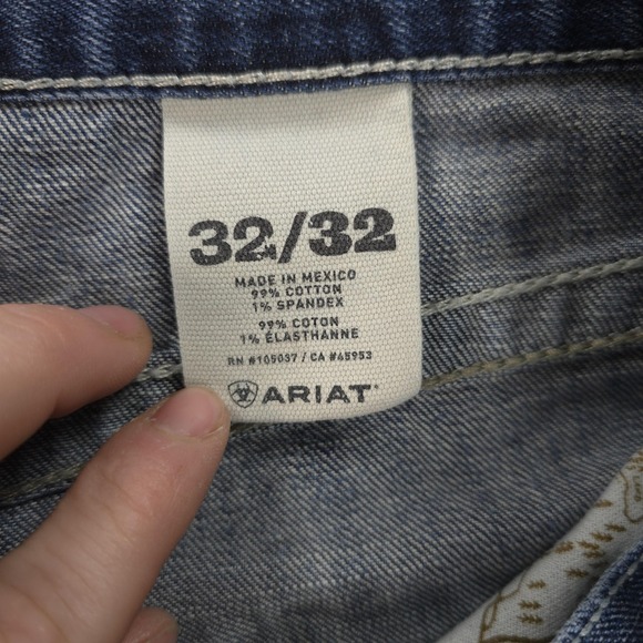 Ariat Jeans Mens 32x32 Blue Denim M4 Low Rise Boot Turnout Relaxed Western Work - Picture 3 of 13